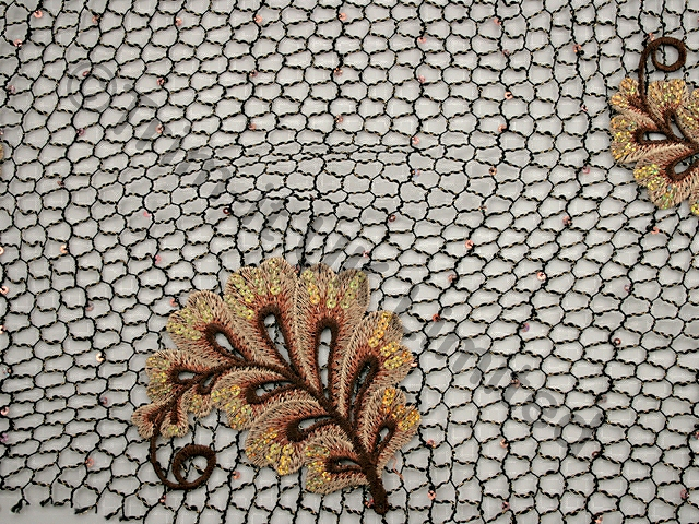Eva Guipure on Sequin fishnet  was �66 now - Metallic gold/Brown/Black