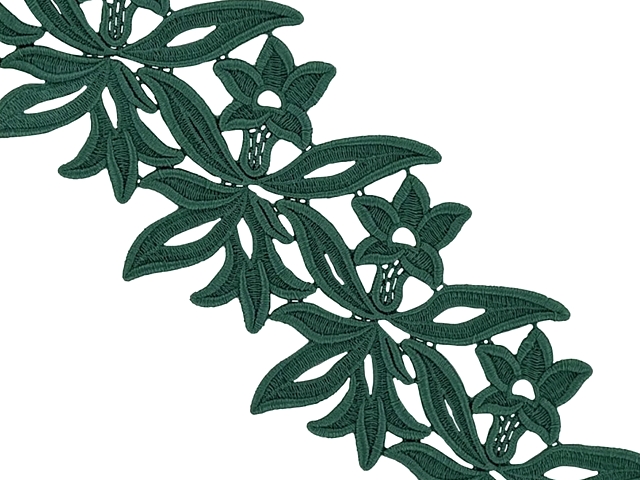 Georgina Guipure Lace Ribbon - Forest Green