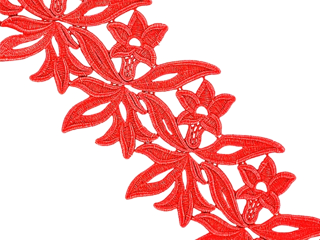 Georgina Guipure Lace Ribbon - Flo. Red