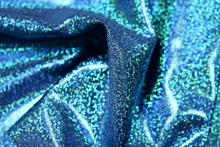 Lazer Hologram Shine Lycra - Navy/Turquoise Hologram