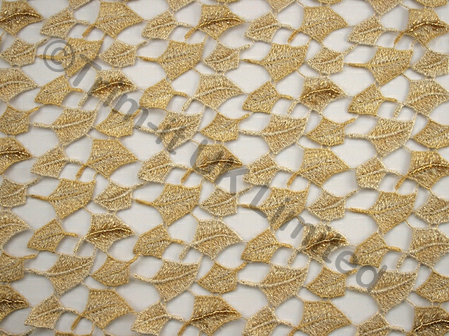 Leaf Guipure With Gold Glass Beads was �66 now - Gold/Metallic Gold