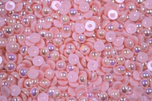 Round Half Pearls 8mm AB Colours - Light Rose AB.