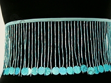Stretch 10cm Bead Fringe With 14mm Sequin Disc - Turquoise AB